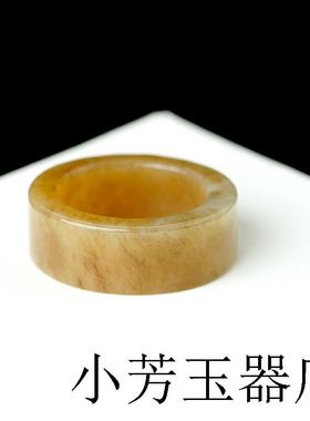糖色和田玉扳指女款且末糖戒指糖玉戒指女素圈真玉戒圈玉指环女士