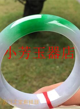 缅甸老坑高冰种翡翠色手镯阳绿色飘花满绿浅紫罗兰时尚百搭女玉镯