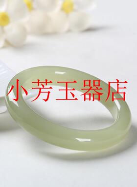 精品新疆和田玉青白玉手镯女款玉镯子冰底浅鸭蛋青贵妃细条玉手镯
