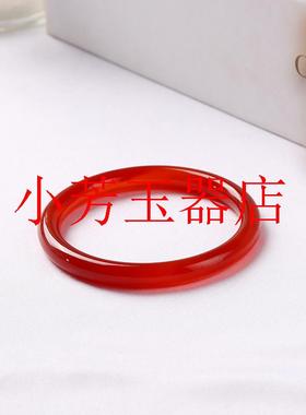 红玉髓手镯少女感冰种玛瑙樱桃红玉镯冰透油润新中式细圆条美人镯