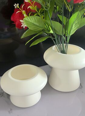 塑料北欧抽象艺术仿陶瓷玄关花插桌面装饰客厅摆件插花花瓶花盆