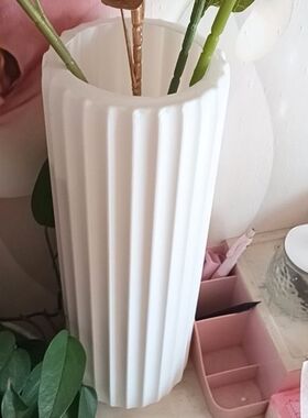 塑料北欧抽象艺术仿陶瓷玄关花插桌面装饰客厅摆件落地大花瓶