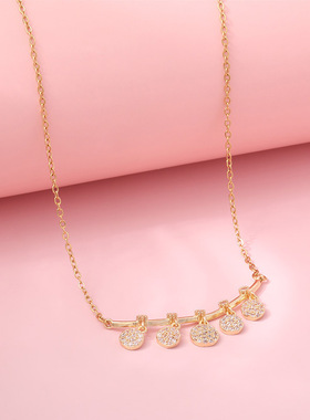 气质月光美人圆形锆石项链女