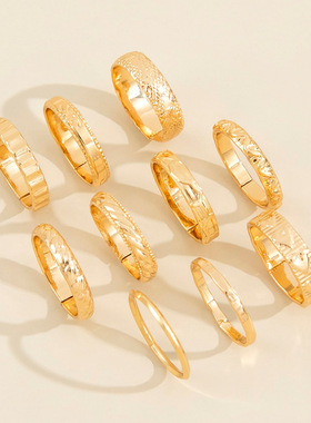 fashionable, retro and simple carved stacked rings 10 set