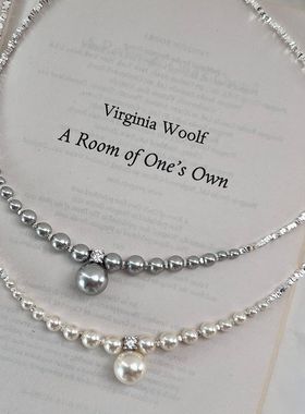 珍珠碎银项链女高级感颈链2025新款爆款饰品小众设计感锁骨链