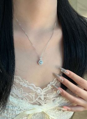 星河冰糖圆形闪钻项链2025新款气质精致钛钢不掉色锁骨链饰品