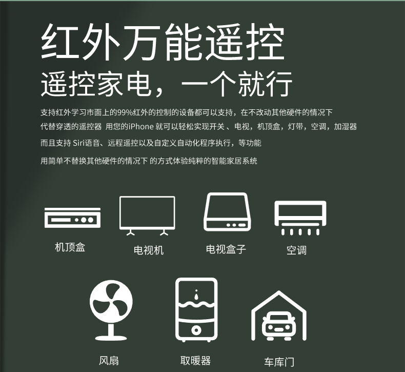 Homekit红外学习遥控器Siri语音控制智控家电家居智能wifi开关 - 图0