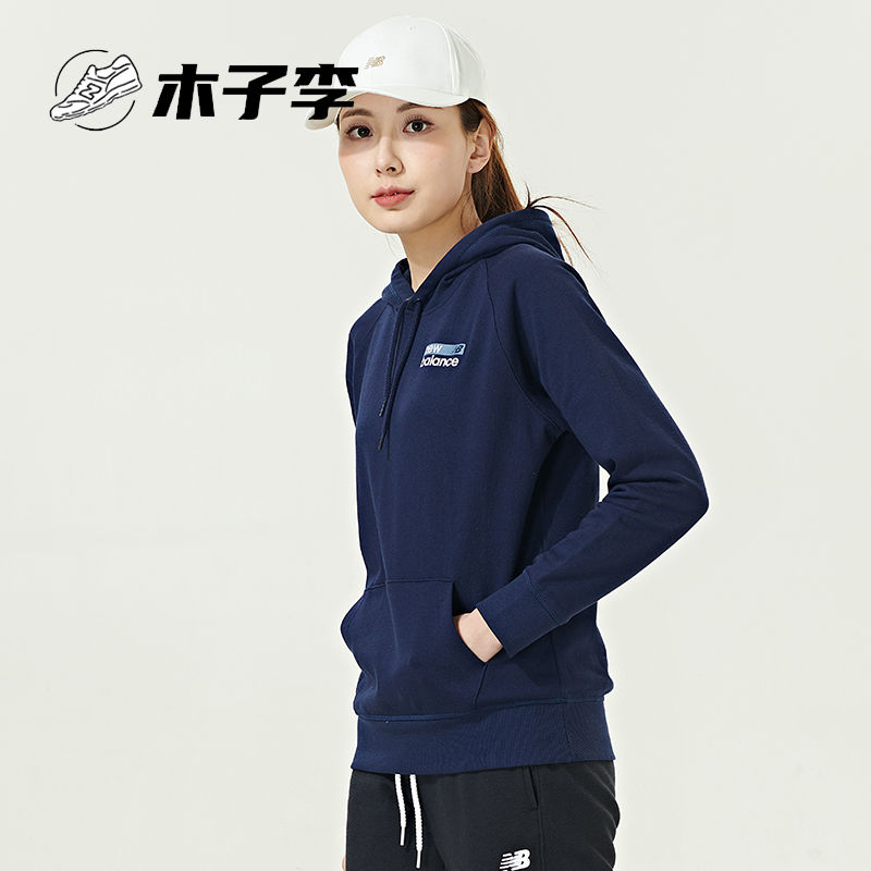 New Balance NB正品奥莱特价清仓秋冬女士休闲上衣连帽抽绳卫衣-图0