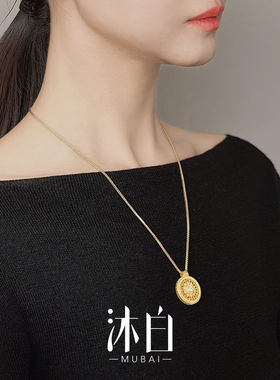 沐白MU八宝罗盘925银吊坠毛衣链