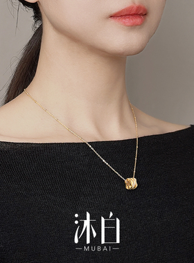 沐白MU水波纹925纯银配饰金项链