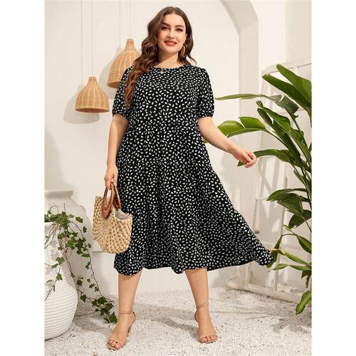 Plus Size Women Dress Fat lady summer comfort loose skirt 女 - 图2