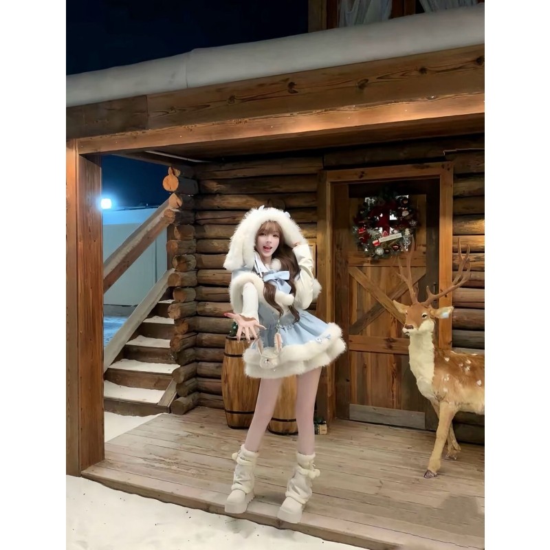 甜美可爱氛围感Lolita裙洛丽塔连帽斗篷外套打底衣背带公主裙套装,淘宝优惠券,粉丝福利购,淘宝优惠卷