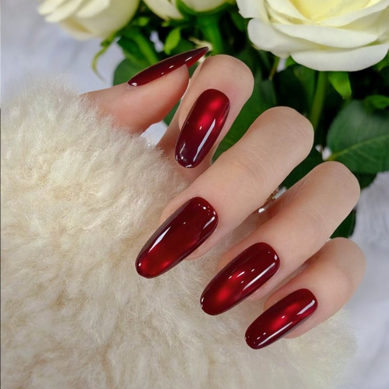 【车厘子红】网红新款玻璃珠手工穿戴甲秋冬显白百搭高级感美甲片,淘宝优惠券,粉丝福利购,淘宝优惠卷