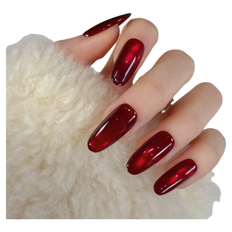 【车厘子红】网红新款玻璃珠手工穿戴甲秋冬显白百搭高级感美甲片,淘宝优惠券,粉丝福利购,淘宝优惠卷