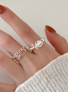 天然珍珠蝴蝶芭蕾舞鞋女生戒指韩系ins学生党艺术感2025新款爆款