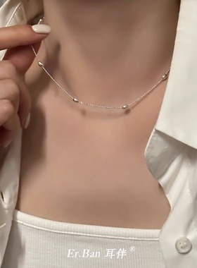 纯银项链米粒圆珠轻奢小众设计2025新款爆款高级感精致锁骨链颈链