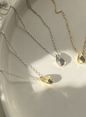 不规则水滴s925纯银项链女个性吊坠简约气质冷淡风时尚短款锁骨链