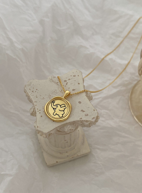 圆牌小象s925纯银项链ins高级感