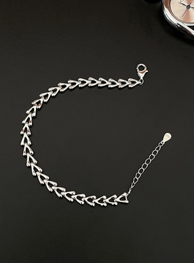925银针素圈手链女小众设计感