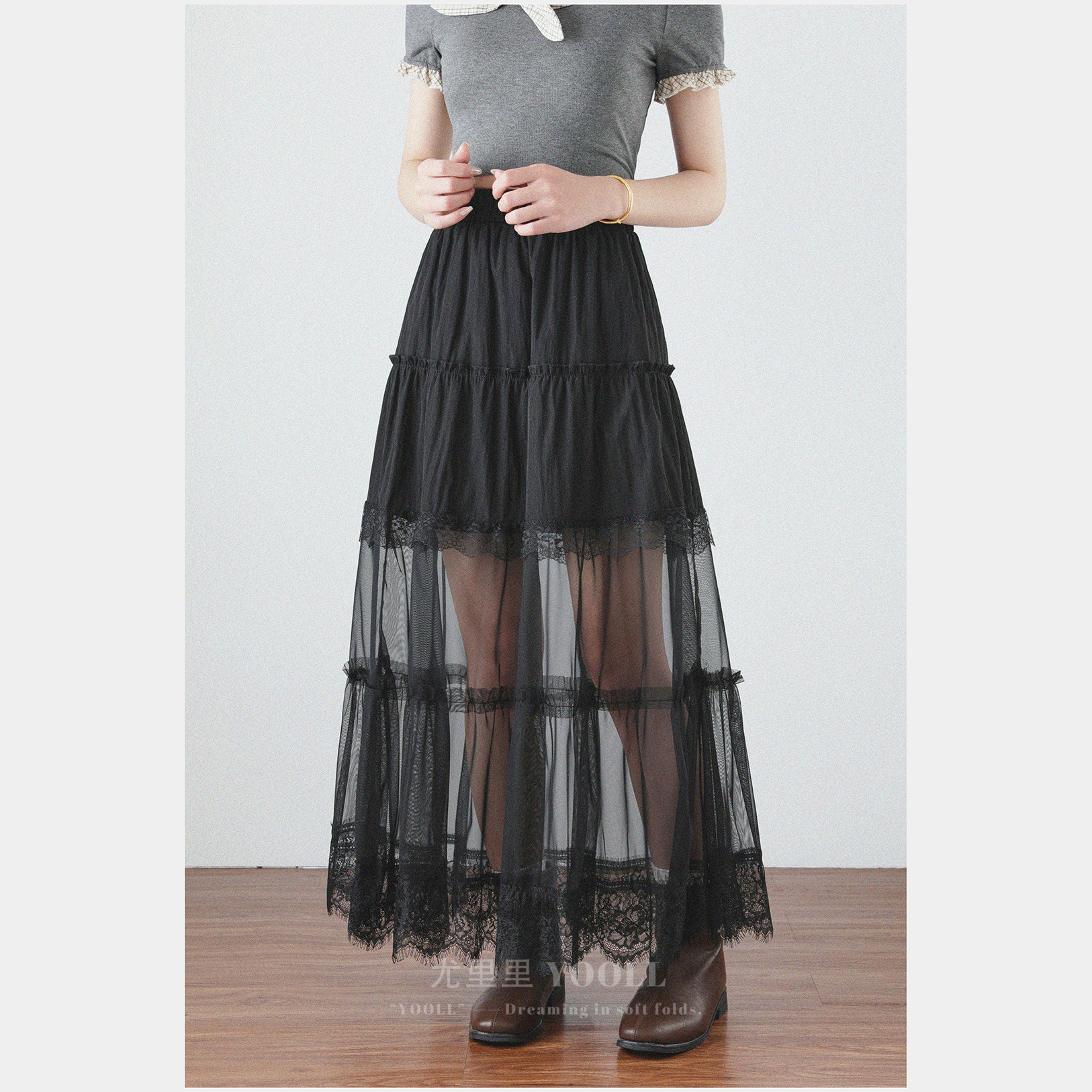 法式蕾丝花边蛋糕半身裙夏季新款大码胖MM高腰遮胯薄纱气质中长裙,淘宝优惠券,粉丝福利购,淘宝优惠卷