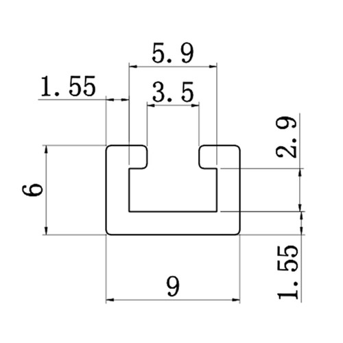 铝合金9*6光电开关安装槽 感应器安装导轨 U型铝条 C型工业铝型材 - 图3