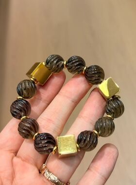 天然茶水晶手链女款单圈时尚饰品礼物送女友闺蜜生日礼物