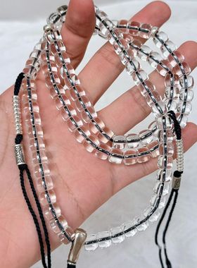 天然净体白水晶佛珠念珠功课修行禅意清新原创手串礼物彦斌款108