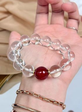 天然白水晶手链男款单圈手串送男友闺蜜父亲生日礼物