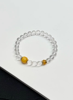 天然白水晶手链女款单圈手串饰品礼物送女友闺蜜
