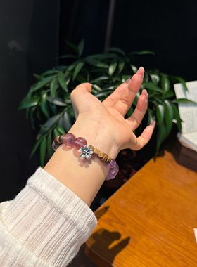 天然紫水晶手链女款单圈手串饰品礼物送女友闺蜜
