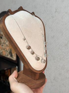 白水晶灯泡项链手链套装时尚设计锁骨链高级感项饰女