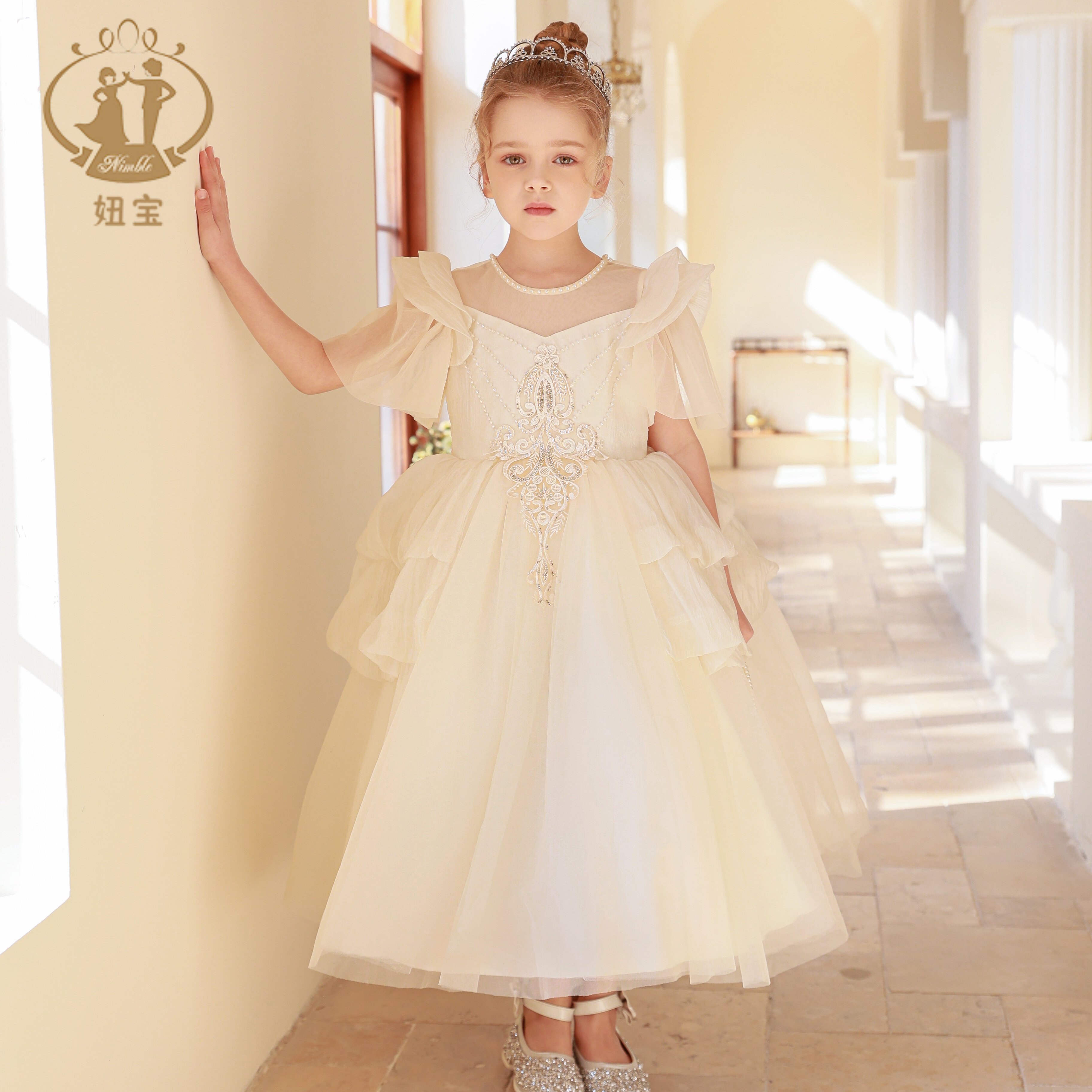 轻奢高端华丽女童礼服花童婚礼主持人网纱钢琴演奏儿童演出服,淘宝优惠券,粉丝福利购,淘宝优惠卷