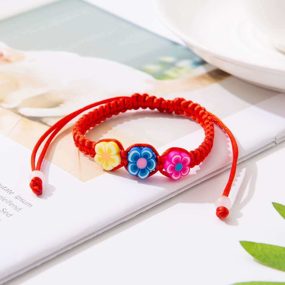 端午节儿童红绳纯手工编织水果手链 三千海珍珠手链