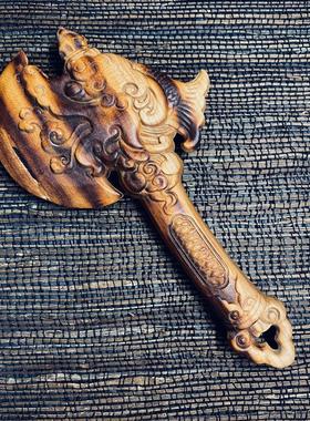 天然百年雷击枣木桃木大斧头小斧子摆件挂件平安道家法器吊坠桌摆