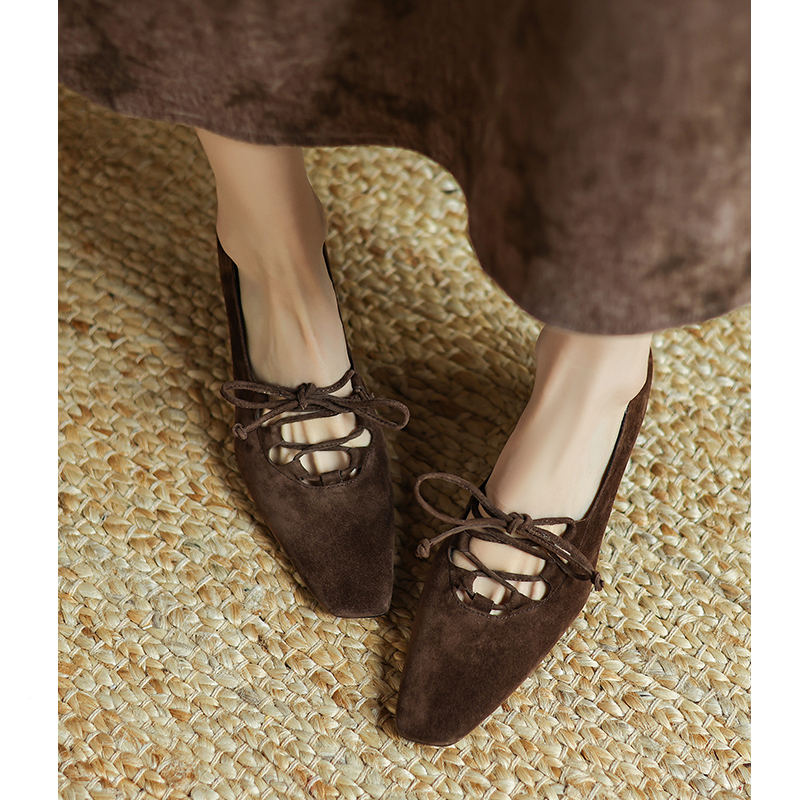 Kmeizu巨显瘦~法式小众系带单鞋女春5.5cm中跟方头新中式磨砂单鞋 - 图2