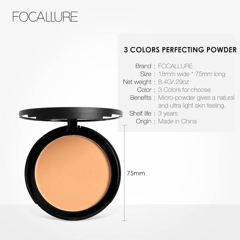 FOCALLURE 3 Colors Make Up Face Pressed Powder控油定妆粉饼-图0