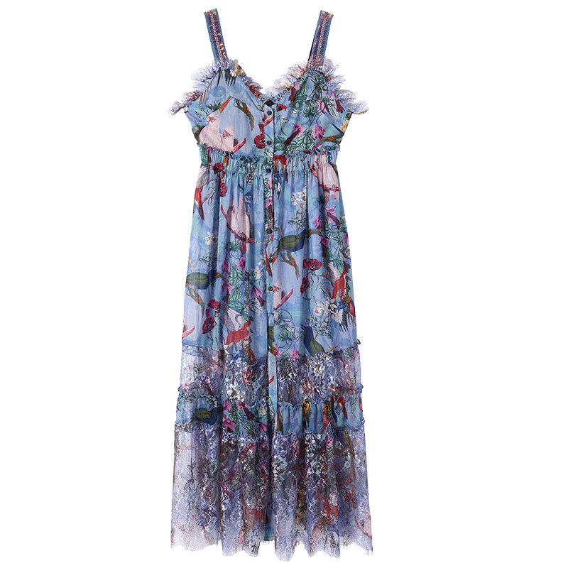 马克华菲2020春夏吊带露背连衣裙 易崴迅服饰连衣裙