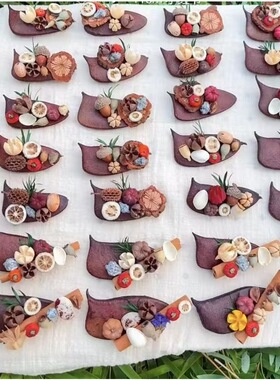 新款 云南大理苍山果实冰箱贴森系磁铁风干刀角豆底座装饰摆件