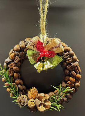 新款 花艺标本摆件手工DIY自制立体包装饰创意礼物圣诞咖啡豆藤环