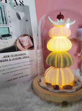 蘑菇海胆塔贝壳发光小夜灯氛围ins风送女友学生闺蜜生日礼物摆件