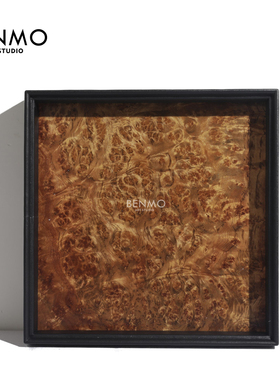 本墨轻奢皮革方形托盘样板间摆件