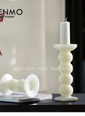 本墨 新中式现代玉石烛台装饰摆件 样板房边柜餐厅艺术石材摆设