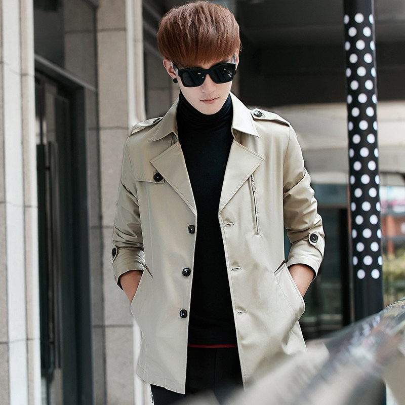 春秋男修身短款青少年英伦韩版披风 始丽风衣