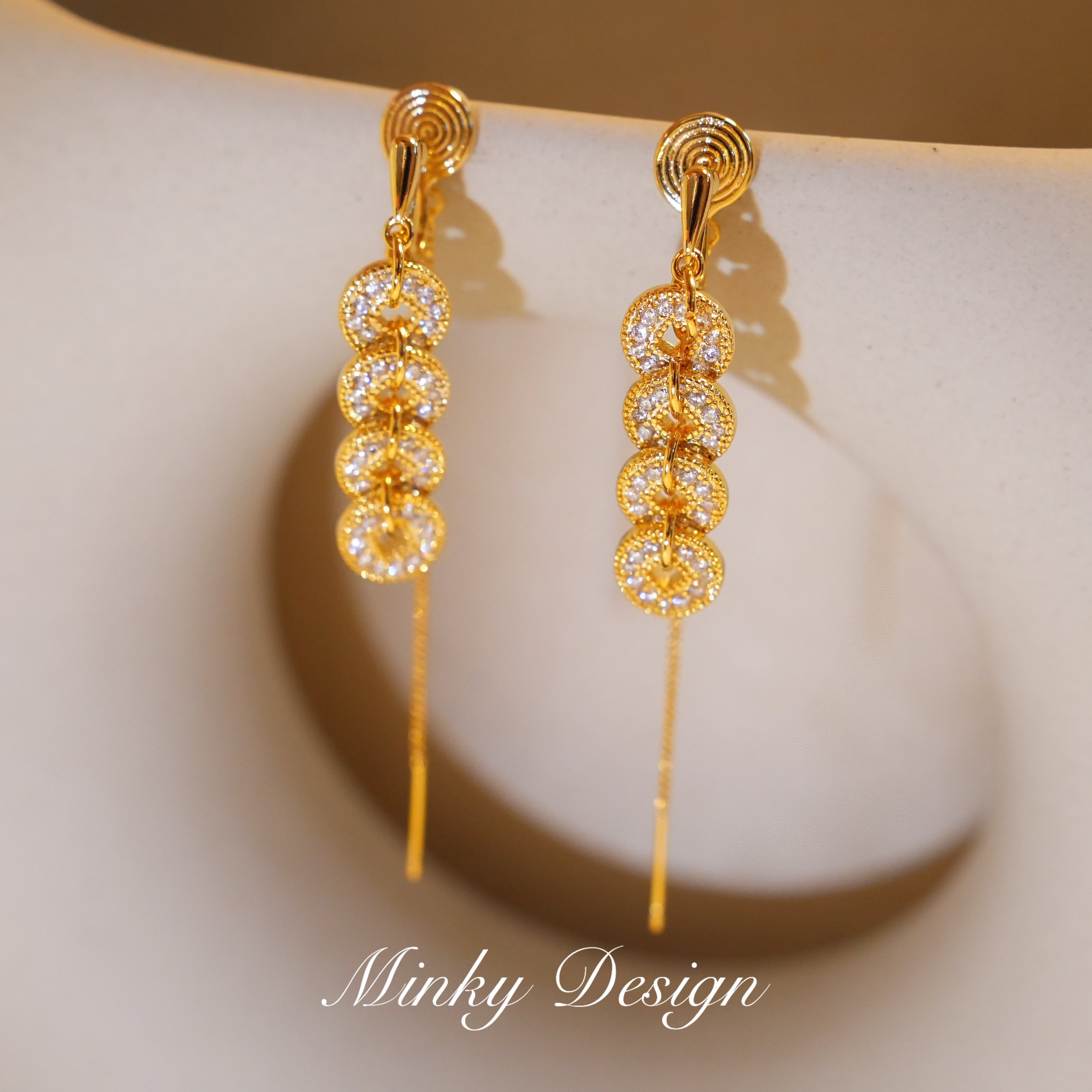 「四宝铜钱」复古铜钱耳夹蚊香盘耳夹无耳洞女耳钉显脸小耳环耳饰,淘宝优惠券,粉丝福利购,淘宝优惠卷