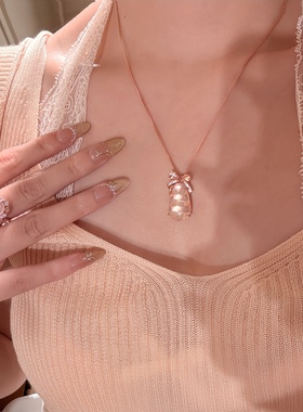 「念卿如玉」货头水沫玉！福豆项链S925纯银锁骨链豆子玉髓颈链女