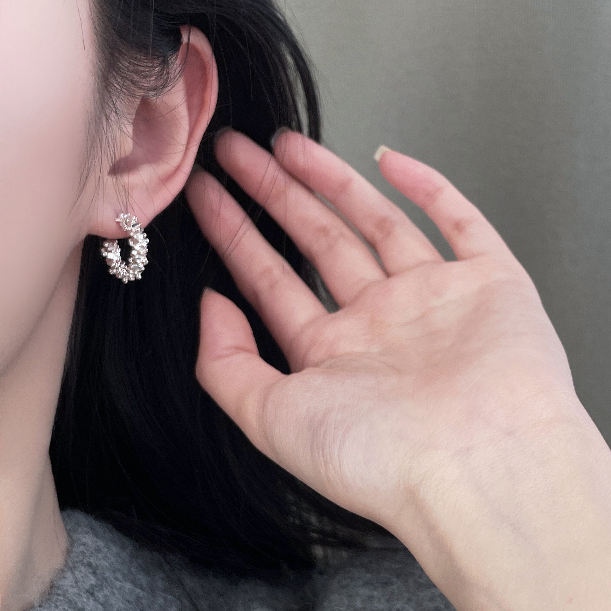 「光」银色碎银子金属耳饰蚊香盘耳夹女简约冷淡风耳环耳圈耳钉银,淘宝优惠券,粉丝福利购,淘宝优惠卷