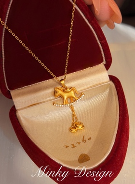 「发财小马」独特金色小马项链元宝流苏小众颈链女士锁骨链高级感