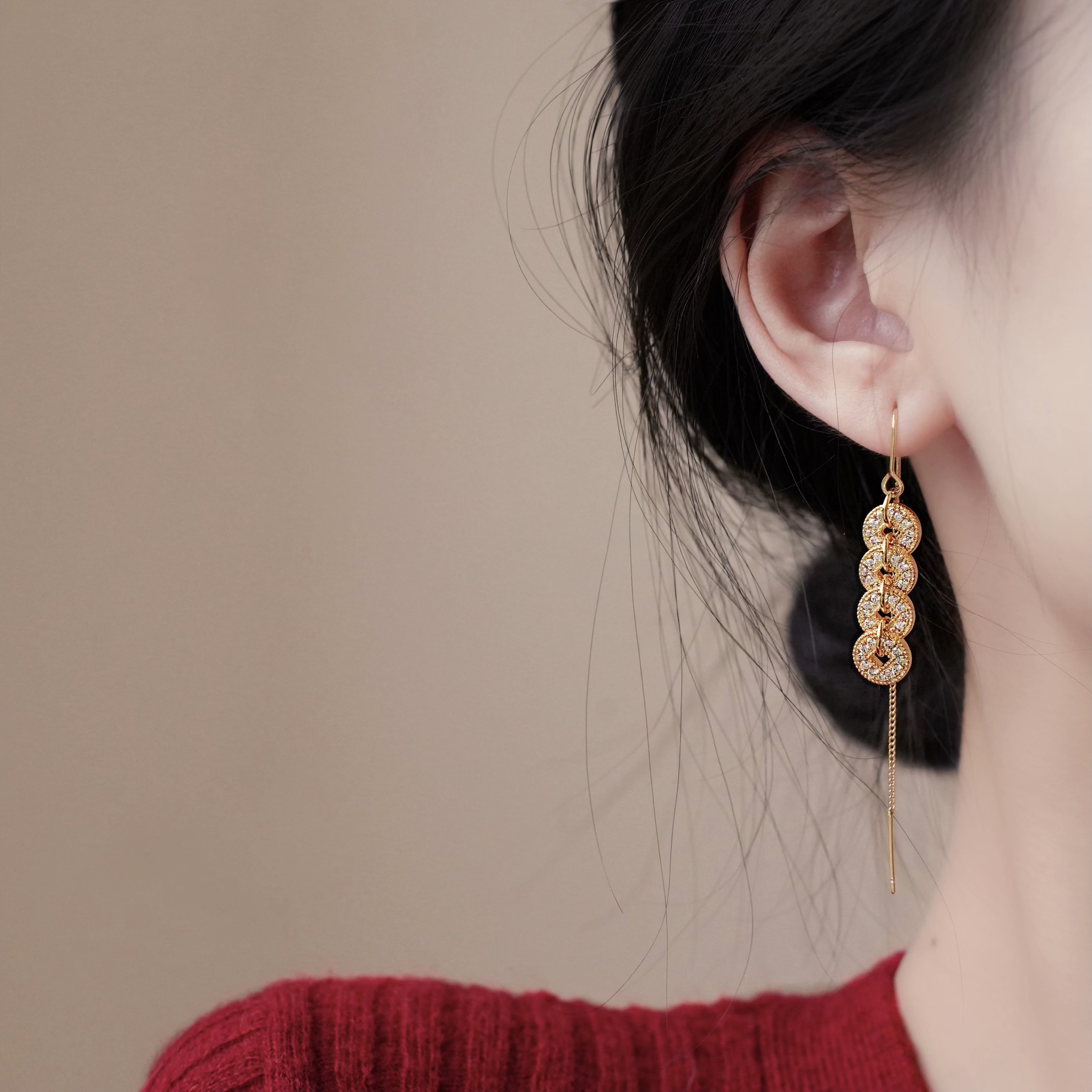 「四宝铜钱」复古铜钱耳夹蚊香盘耳夹无耳洞女耳钉显脸小耳环耳饰,淘宝优惠券,粉丝福利购,淘宝优惠卷