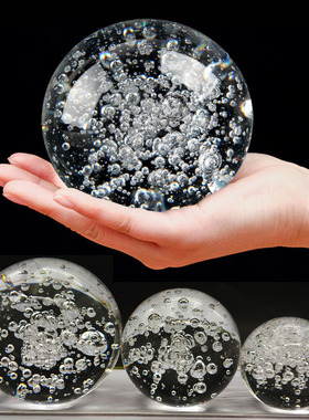大小水晶球气泡球玻璃球冰裂球轮石磨水车假山流水摆件配件