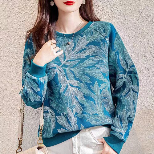 做衣服的纸样1034款气质宽松印花插肩袖卫衣裁剪设计样版图DIY1:1 - 图1